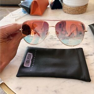 Quay Australia Pink and Gold Aviator Sunglasses